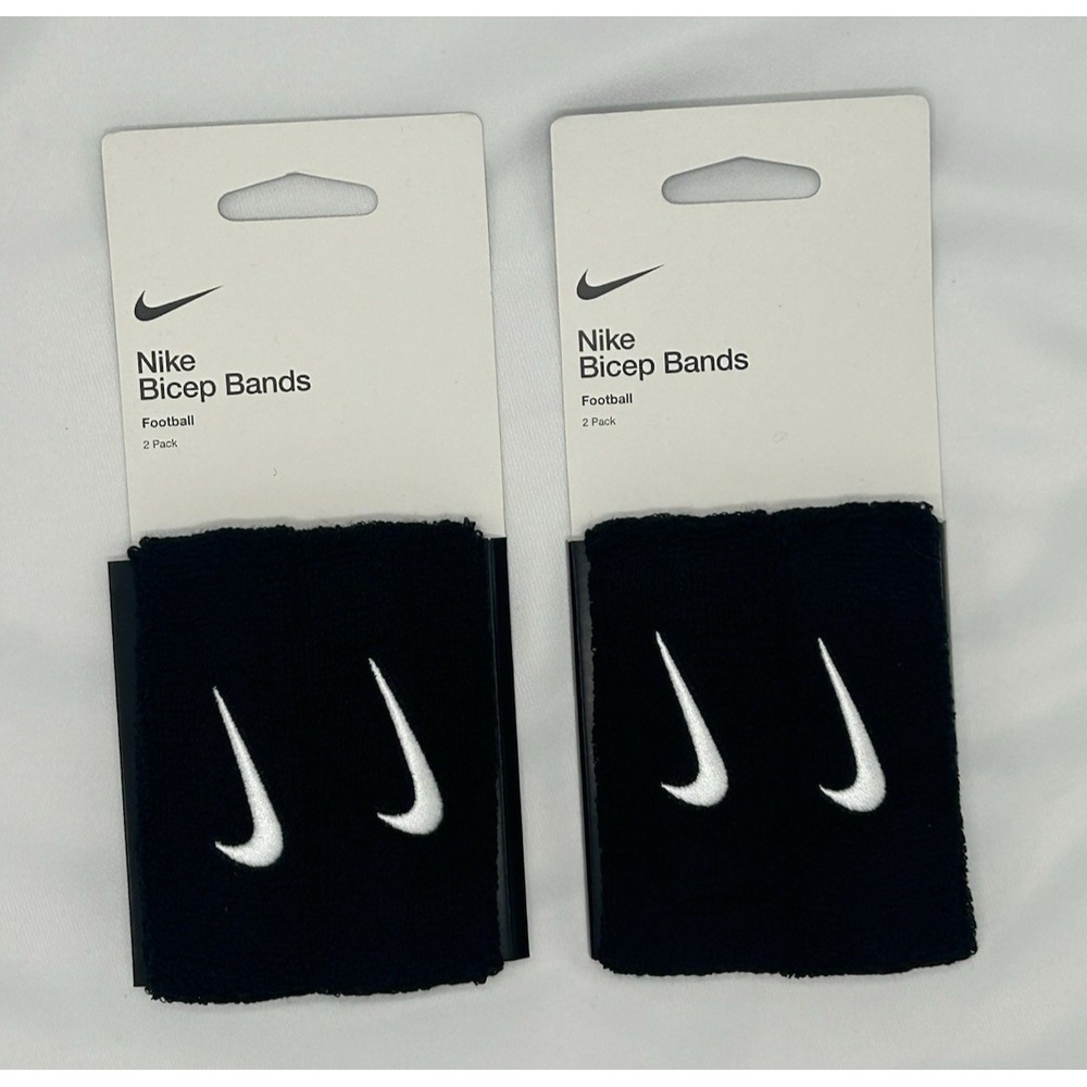 Nike Swoosh NEWFootball Bicep Bands 1 1/2" Unisex Black/White 2 PK